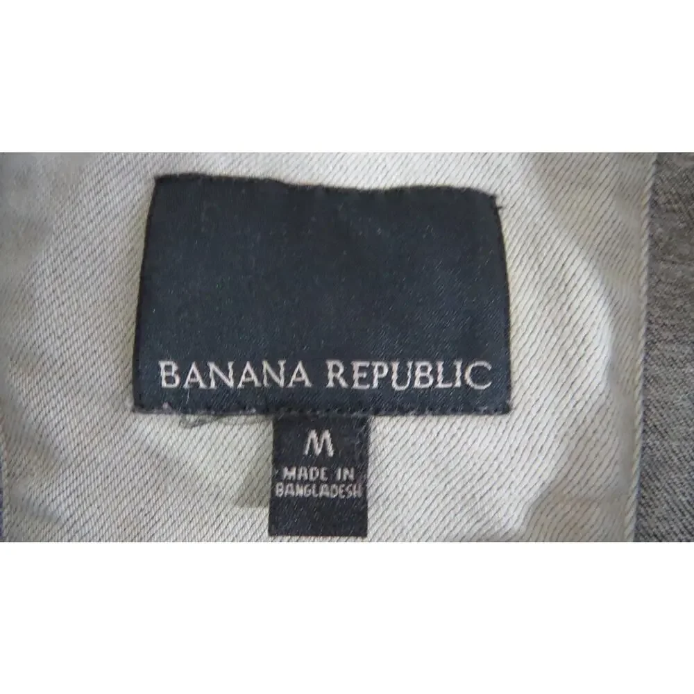 Banana Republic Womens M Cotton Canvas Cropped Trucker Jacket Sage Green Coat LN
